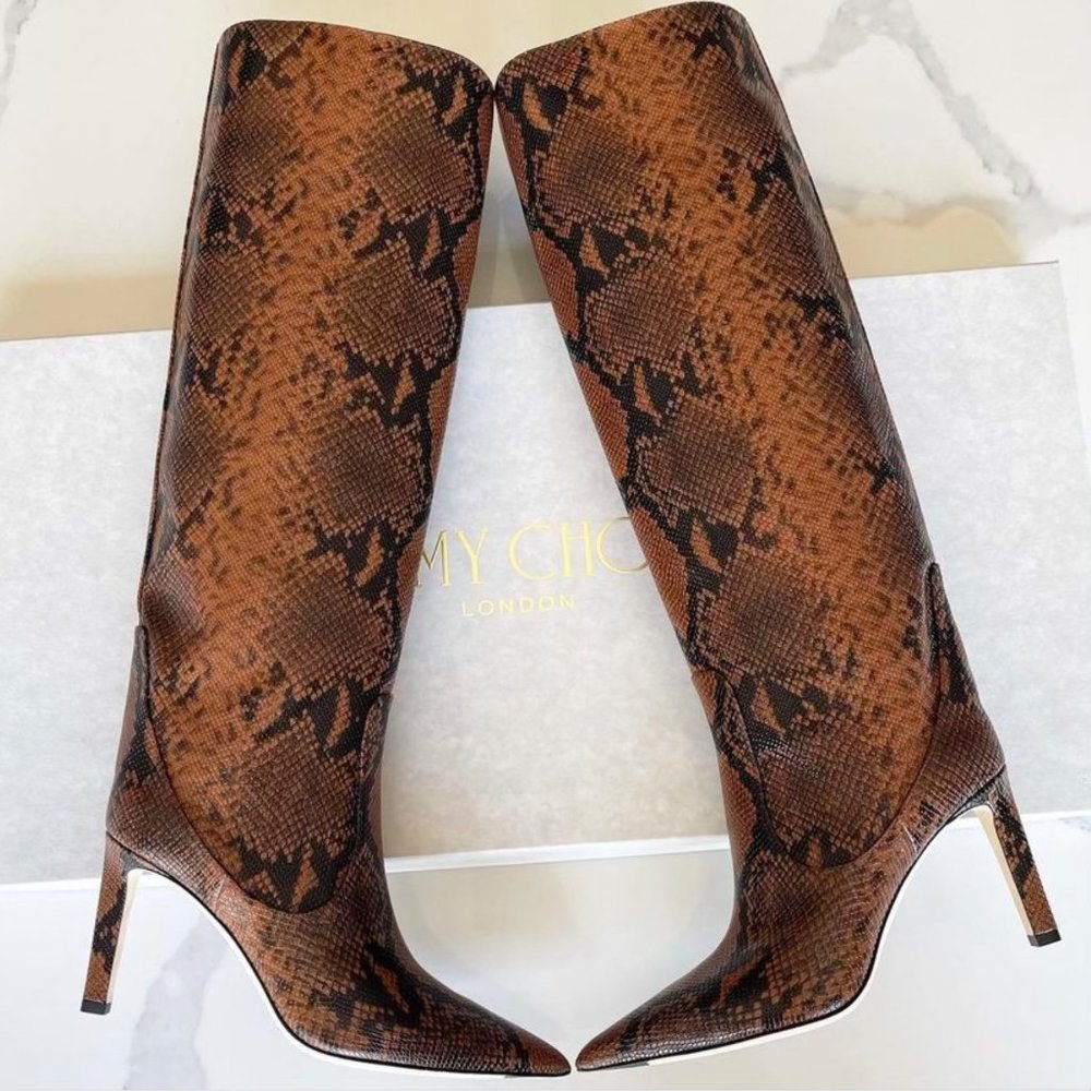 *SOLD*JIMMY CHOO Mavis 85 python leather boots